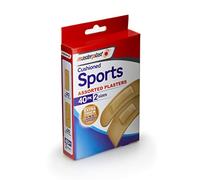 Masterplast Cushioned Sports Plasters 40 Pack | Assorted Plasters Extra Thick Cushioned Support Padded Wound Dressings First Aid Essential Protects Wounds 2 Sizes