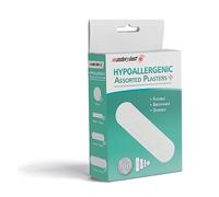 Masterplast Hypoallergenic Assorted Plasters 100 Pack | Flexible Breathable Durable, Individually Wrapped First Aid Dressings, 4 Sizes 22mm, 40mm x 10mm, 72mm x 19mm, 72mm x 25mm