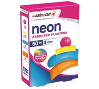 Masterplast Neon Assorted Plasters | 4 Sizes - Bright, Flexible, Breathable Protection to Promote Healing & Prevent Infection Wound Dressing (60 Pack)