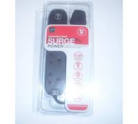 Masterplug 13 Amp Fused 4 Way Surge Protected 2m Trailing Extension Lead Black
