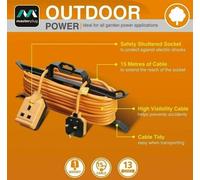 Masterplug 15M Outdoor Single Socket Extension Lead with H Frame Cable 13 Amp UK
