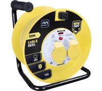 Masterplug 2 Socket Thermal Cut Out Cable Extension Reel 110v 50m