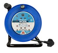 Masterplug 25m Extension Lead Cable Reel 4 Gang Heavy Duty Sockets Blue 13A 240V