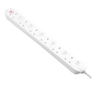 Masterplug 2m Six Socket Surge Protected Switched Extension