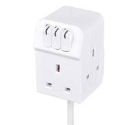 Masterplug 3 Socket Extension Lead Individual Switches White 2 Metre
