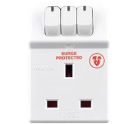 Masterplug Three Socket Surge Protected Adaptor with Individual Switches