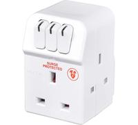 Masterplug 3 Socket Individually Switched Adaptor & Surge Protection Adaptor - White