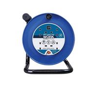 Masterplug 30M Open Reel Extension Lead Blue 4 Socket 13A Cable Reel With Overload Protection Carry Handle For Home Diy