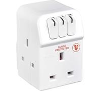 Masterplug Three Socket Surge Protected Adaptor with Individual Switches