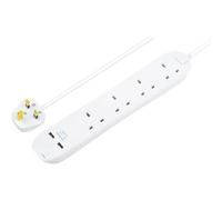 4 Skt 1M 13A Ext Lead + Ind + 2 X 2.1A Usb White BFNU110N-MP