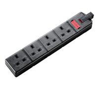 Masterplug 4 Gang Rewireable Trailing Socket 13A Heavy Duty Extension Socket Power Outlet Black