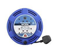Masterplug 4 Socket 10 Metre Cassette Reel Extension Lead Thermal Cut Out Portable Cable Drum Power Strip