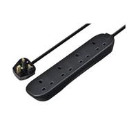 Masterplug 4 Socket Extension Lead 2 Metre Cable Wall Mountable Power Strip Black