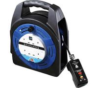 Masterplug Case Cable Reel Mains Extension Lead 13A 20m 4 Gang Socket RCD Safety