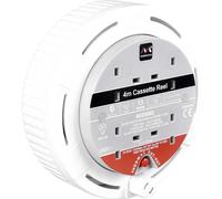 Masterplug SCT0413/R-MS Cassette Cable Reel 4 Metre 4 Socket Thermal Cut-Out White 13A 240 Volt