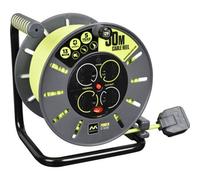Masterplug 50 Metre Cable Reel - 4 Sockets - On-Off Switch - Thermal Cut-Out Protection - 1 Year Warranty