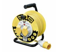 Masterplug 50m Cable Reel 110V 16A Thermal Cut-Out Twin Socket LVCT5016/2-MP