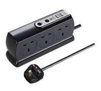 Masterplug 6 Socket Surge Protected Extension Lead 2M With Dual Usb Ports Switched Power Strip Black Uk Plug For Home Office
