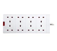 Masterplug 8 Gang Extension Lead 2m White Power Socket Strip 13A Mains Plug