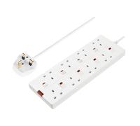 Masterplug 8 socket 2m Extension Lead Switched 10A White Masterplug White