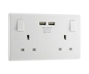 Masterplug 822U3-01 Switched Socket 2-Gang 13A With 2 X Usb Ports
