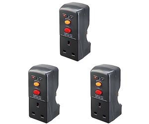 Masterplug ARCDKG-MP Single Socket RCD Safety Adaptor, 112 x 72.3 x 50.5 mm, Black (Pack of 3)