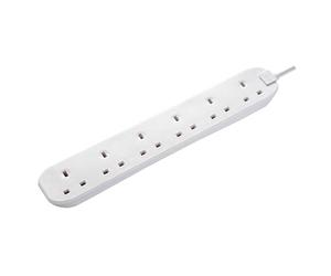 Masterplug BSG110N 6 Socket 1m 13A Extension Lead White