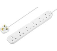 Masterplug Bsg1N-Bd 6 Socket 13A White Extension Lead, 1M