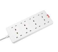 Masterplug Eight Socket Extension Lead with Power Indicator, 2 Metre, White B...