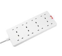 Masterplug 8 Gang 2m White Extension Lead 13amp