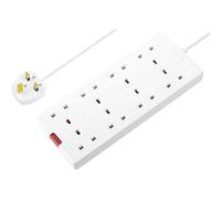 Masterplug 8 Gang 2m White Extension Lead 13amp