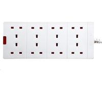 Masterplug Eight Socket Extension Lead with Power Indicator 2m White Lightweight