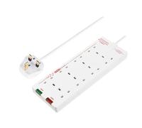 Masterplug Eight Socket Surge Protected Extension Lead, 2 Metres, 27 x 10 cm, White