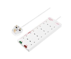 Masterplug Eight Socket Surge Protected Extension Lead, 2 Metres, 27 x 10 cm, White