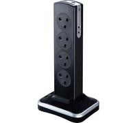 Masterplug Eight Socket Surge Protected Power Centre Extension Lead, 2 Metre, Black