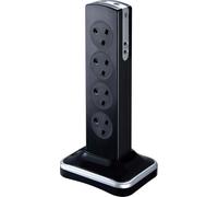 Masterplug Eight Socket Surge Protected Power Centre Extension Lead, 2 Metre, Black