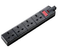 Masterplug ELS134B-01 Permaplug Four Socket Trailing Socket With Power Indicator, Without Plug And Cable, 13 Amp, Black