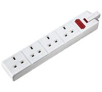 Masterplug Els134W-01 Four Socket Trailing Socket With Power Indicator, Without Plug And Cable, 13 Amp, White