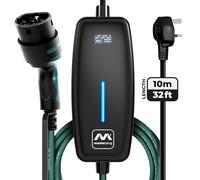 Masterplug EV Charging Cable for Electric and Hybrid Vehicles, 10 Metres, Mode 2, 3 Pin UK Plug to Type 2 Car Charger, 2.4kW, EVCM221010