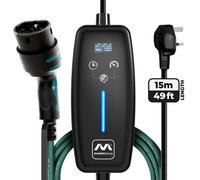 Masterplug EV Charging Cable for Electric and Hybrid Vehicles, 15 Metres, Mode 2, 3 Pin UK Plug to Type 2 Car Charger, 2.4kW, EVCM221015-MP