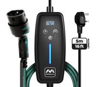 Masterplug EV Charging Cable for Electric and Hybrid Vehicles, 5 Metres, Mode 2, 3 Pin UK Plug to Type 2 Car Charger, 2.4kW, EVCM221005