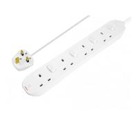 Masterplug Extension Lead 240V 4-Gang 13A White Switched 2M White (One Size)