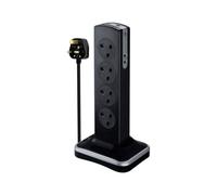 Masterplug - Extension Lead 2M - Multi Plug Socket Extension 4 Gang - (Black)