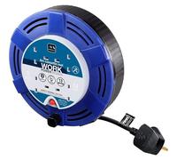 Masterplug Extension Lead Reel 8m Cable Heavy Duty 4 Socket 10A Cassette Blue