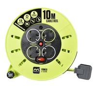 Master plug PRO-XT 10m Cable Reel 240V 13A 4 Sockets Lime Green