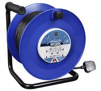 Masterplug 50M 4 Socket Heavy Duty Open Cable Reel 13A, Blue