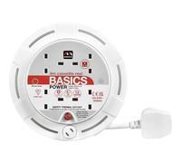 Masterplug Four Socket Cassette Reel Extension Lead, 4 Metres, White