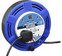 Masterplug Four Socket, 8 Metre Cassette Reel, Medium Extension Lead Cable Re...