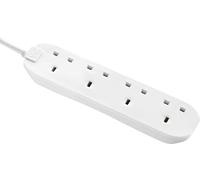 Masterplug Four Socket Extension Lead, 1 Metre Cable, Unswitched, 4-Way Plug Extension Cable, Power Strip, Basic Power, White, 13A, 4G, 1m, BFG110N