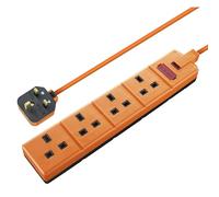 Masterplug Four Socket Extension Lead, 2 Metre Cable, LED Power Indicator, Unswitched, Heavy Duty, Rewireable, Power Strip, Work Power, Permaplug, Orange, 13A, 4G, 2m, EXS1342O